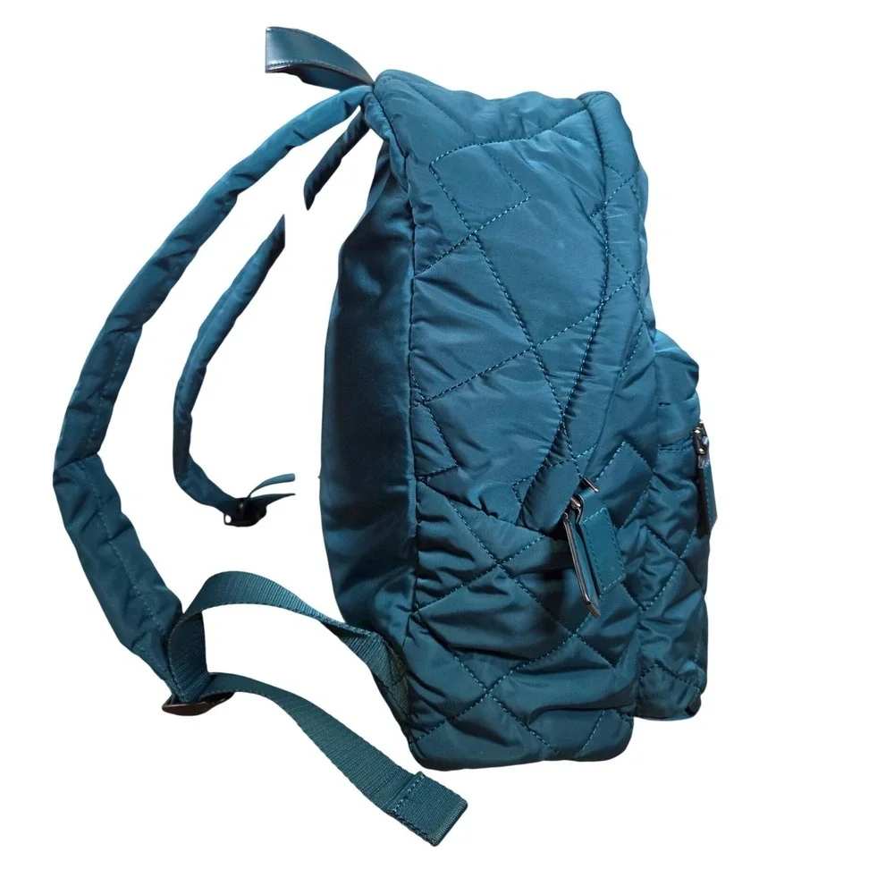 Marc‎ Jacobs Crosby Quilted Nylon Backpack Teal Green Zip Pocket Adjustable
